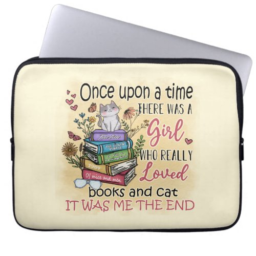 Girl Who Loves Books and Cats Laptop Sleeve