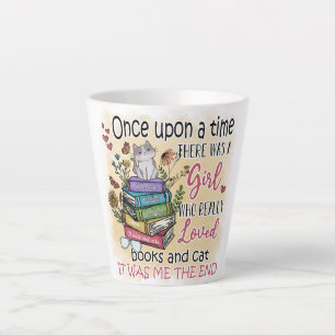 Girl Who Loves Books and Cats Latte Mug