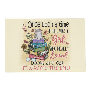 Girl Who Loves Books and Cats Placemat