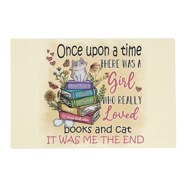 Girl Who Loves Books and Cats Placemat (Front)