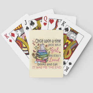 Girl Who Loves Books and Cats Poker Cards