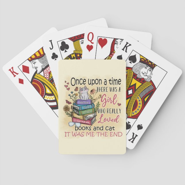 Girl Who Loves Books and Cats Poker Cards (Back)