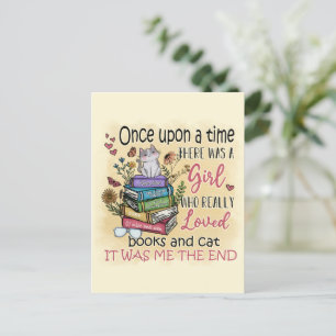 Girl Who Loves Books and Cats Postcard