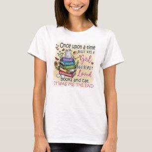 Girl Who Loves Books and Cats T-Shirt