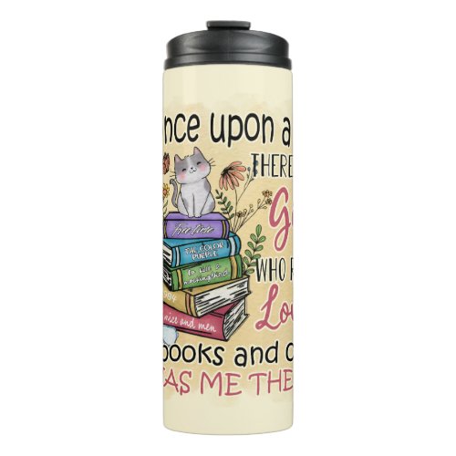 Girl Who Loves Books and Cats Thermal Tumbler