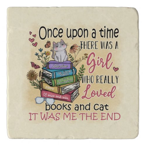 Girl Who Loves Books and Cats Trivet