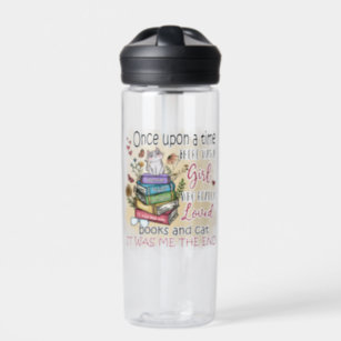 Girl Who Loves Books and Cats Water Bottle