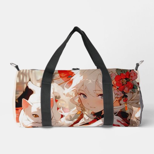 Girl Who Loves Cats Duffle Bag