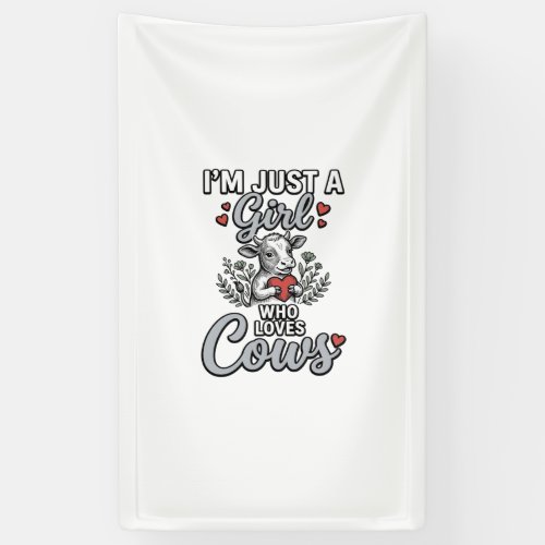 Girl Who Loves Cows Vintage Cute Cow Shirt Design_ Banner