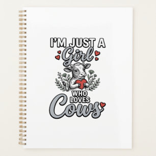 Girl Who Loves Cows Vintage Cute Cow Shirt Design_ Planner