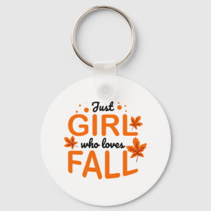 Girl Who Loves Fall Print Keychain