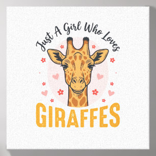 Girl Who Loves Giraffes Vintage Engraving Design_1 Canvas Photo Tile