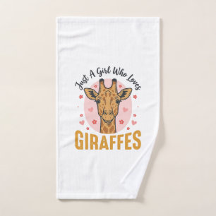 Girl Who Loves Giraffes Vintage Engraving Design_1 Hand Towel