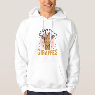 Girl Who Loves Giraffes Vintage Engraving Design_1 Hoodie
