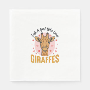 Girl Who Loves Giraffes Vintage Engraving Design_1 Napkins
