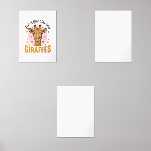 Girl Who Loves Giraffes Vintage Engraving Design_1 Wall Art Sets