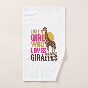 Girl Who Loves Giraffes Vintage Giraffe Shirt Desi Hand Towel