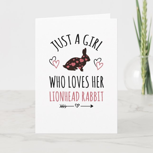 Girl Who Loves Her Lionhead Rabbit Owner Gift Card (Front)