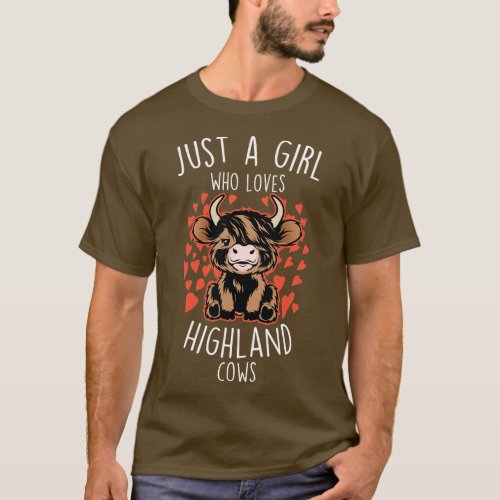 Girl Who Loves Highland Cows T_Shirt