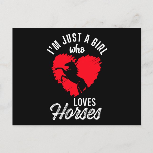 Girl Who Loves Horses Heart Equestrian Stable Gift Postcard (Front)
