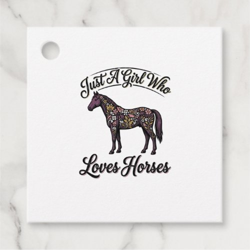 Girl Who Loves Horses Vintage Floral Horse Design Favor Tags