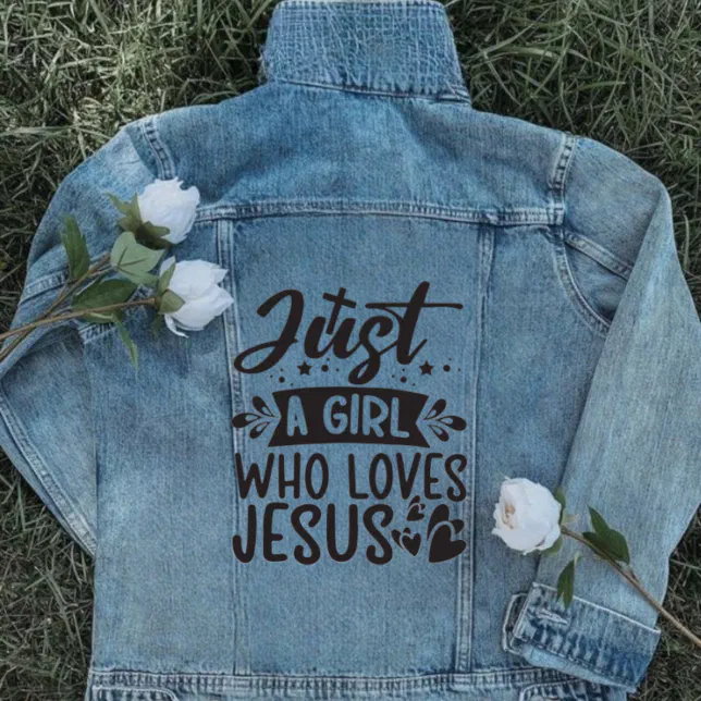 Girl who loves Jesus cross girly Denim Jacket | Zazzle