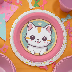 Girl Who Loves Kittens Birthday Party Paper Plates