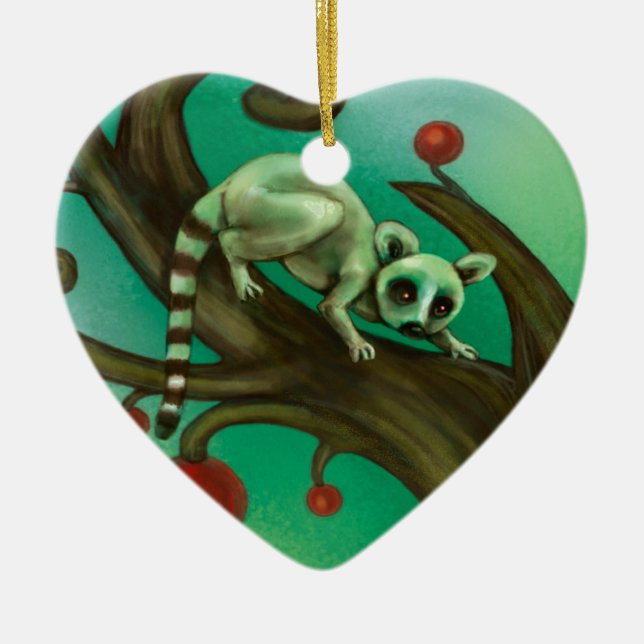 Girl Who Loves Lemurs Ceramic Ornament (Front)