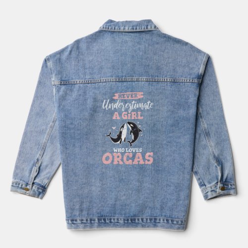 Girl Who Loves Orcas Whale Kids Girls Orca Whale C Denim Jacket