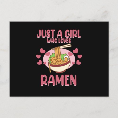 Girl Who Loves Ramen Anime Kawaii Ramen Noodles Gr Invitation Postcard