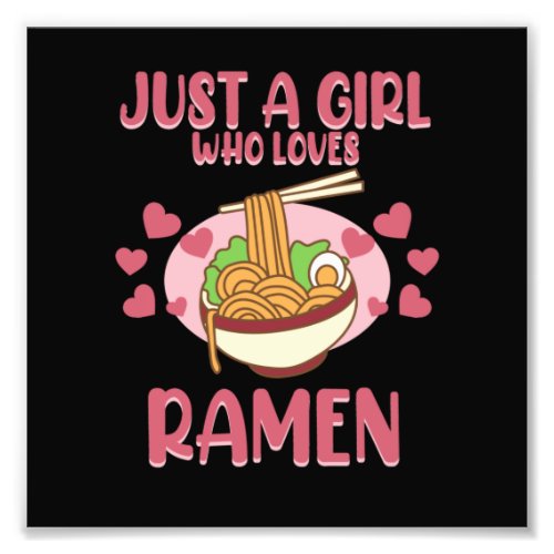 Girl Who Loves Ramen Anime Kawaii Ramen Noodles Gr Photo Print