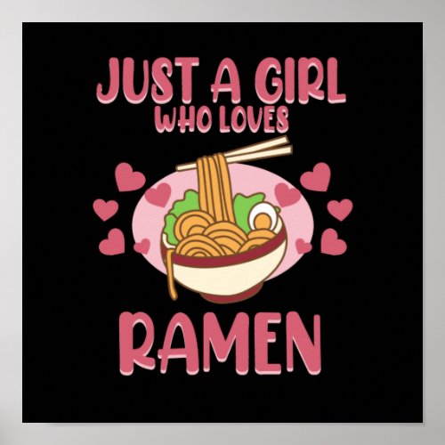 Girl Who Loves Ramen Anime Kawaii Ramen Noodles Gr Poster
