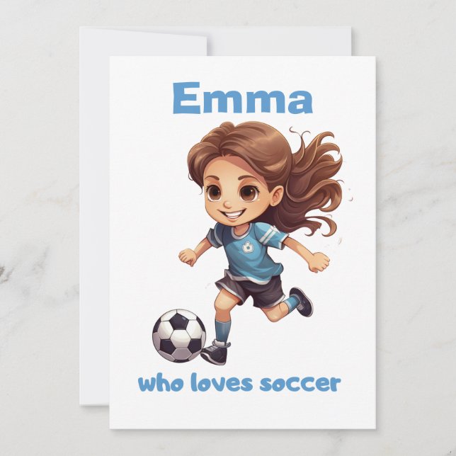 Girl Who Loves Soccer with your Name Holiday Card (Front)