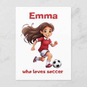 Girl Who Loves Soccer with your Name Holiday Postcard