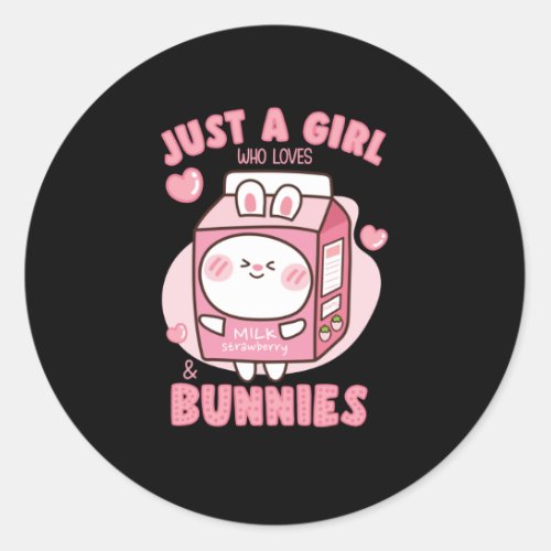 GIRL WHO LOVES STRAWBERRY MILK BUNNIES CLASSIC ROUND STICKER