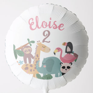 Girl Wild Animal Birthday Balloon