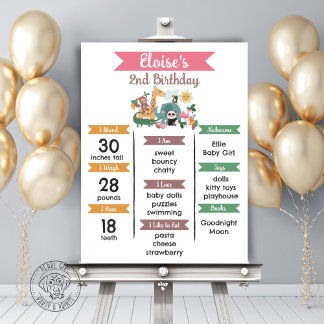 Girl Wild Animal Birthday Milestone Foam Boards