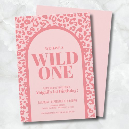 Girl Wild One 1st Birthday Party Invitation