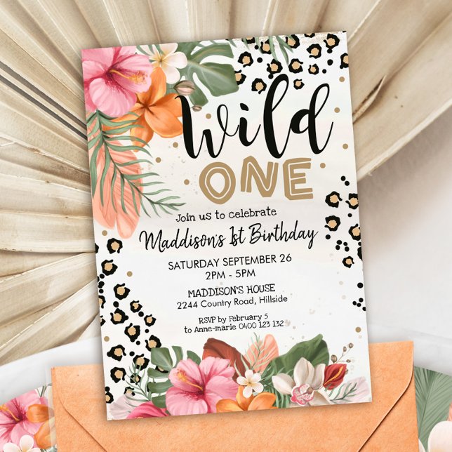 Girl Wild One Birthday Invitation Cheetah Print (Creator Uploaded)