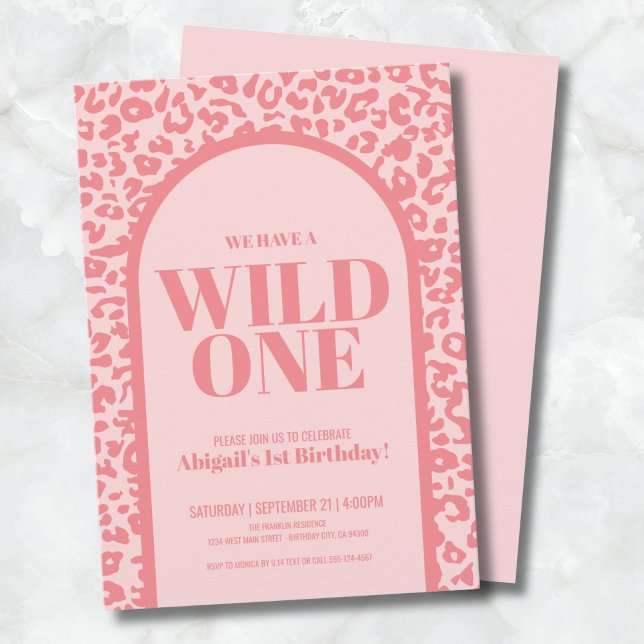 Girl Wild One Birthday Party Invitation (Pink Girl Wild One 1st Birthday Party Invitation )