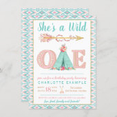 Girl Wild One Birthday Party Invitation (Front/Back)