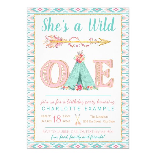 Girl Wild One Birthday Party Invitation | Zazzle.com