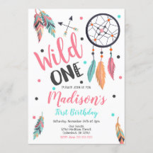Girl Wild One Dreamcatcher 1st Birthday Invitation