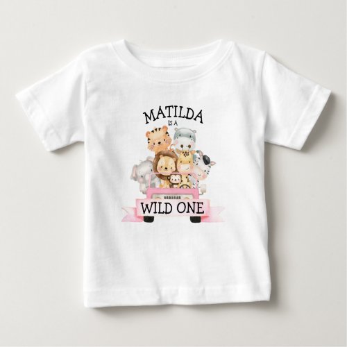 Girl Wild One Jungle Safari 1st Birthday  Baby T_Shirt
