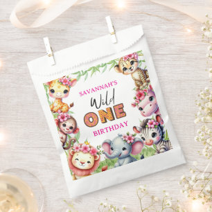 Girl Wild One Jungle Safari Birthday  Favor Bag
