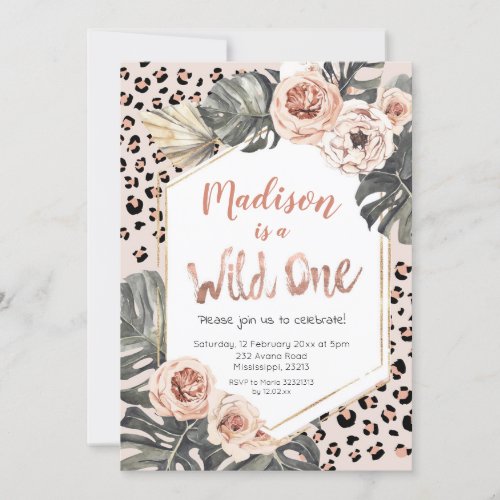 Girl Wild One Leopard Print Birthday Invitation