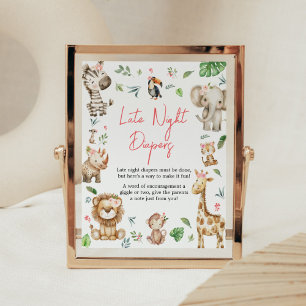 Girl Wild One Safari Late Night Diapers Poster