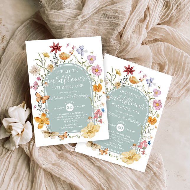 Girl Wildflower 1st Birthday Party Invitation (Creator Uploaded)