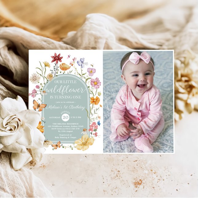 Girl Wildflower 1st Birthday Party Invitation (Creator Uploaded)