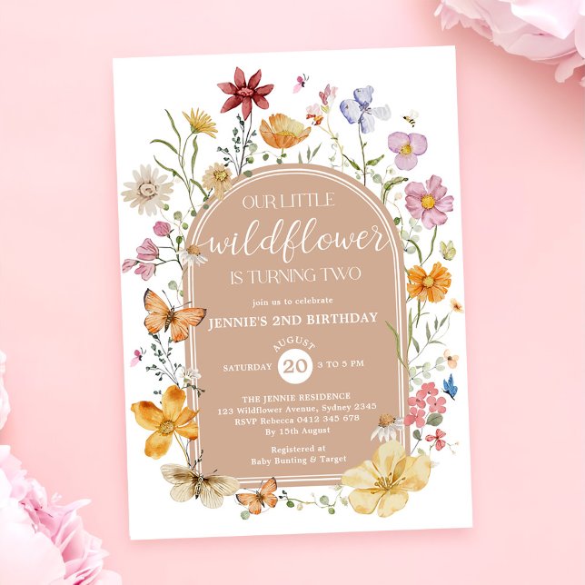 Girl Wildflower 2nd Birthday Party Invitation (Creator Uploaded)